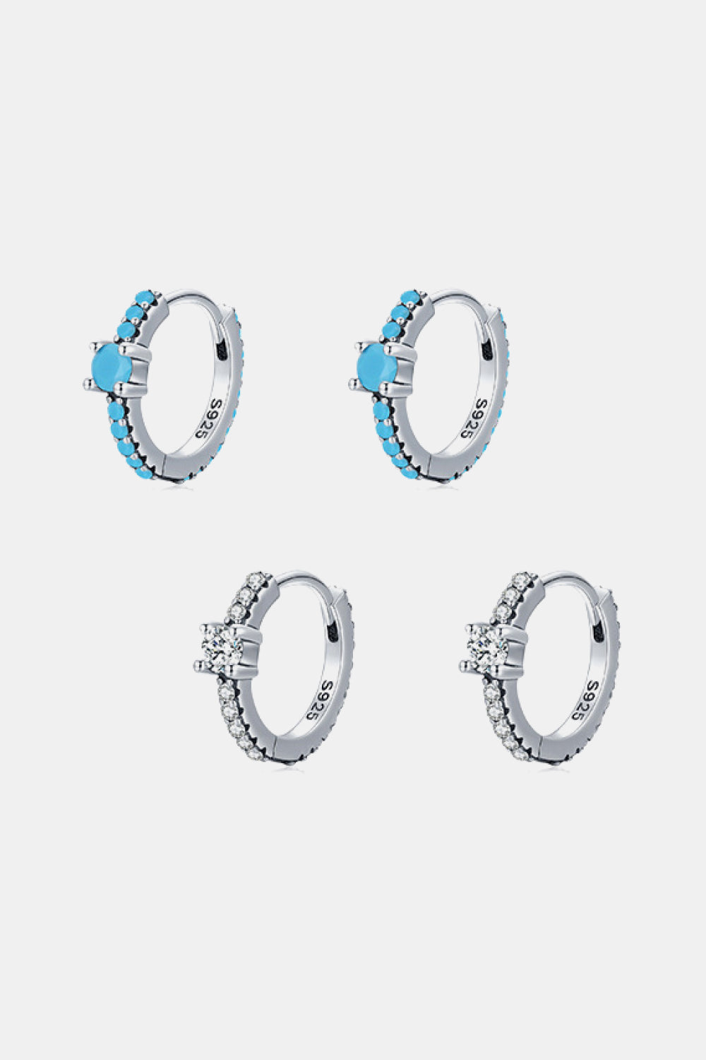 Sterling Silver Artificial Turquoise Huggle Earrings