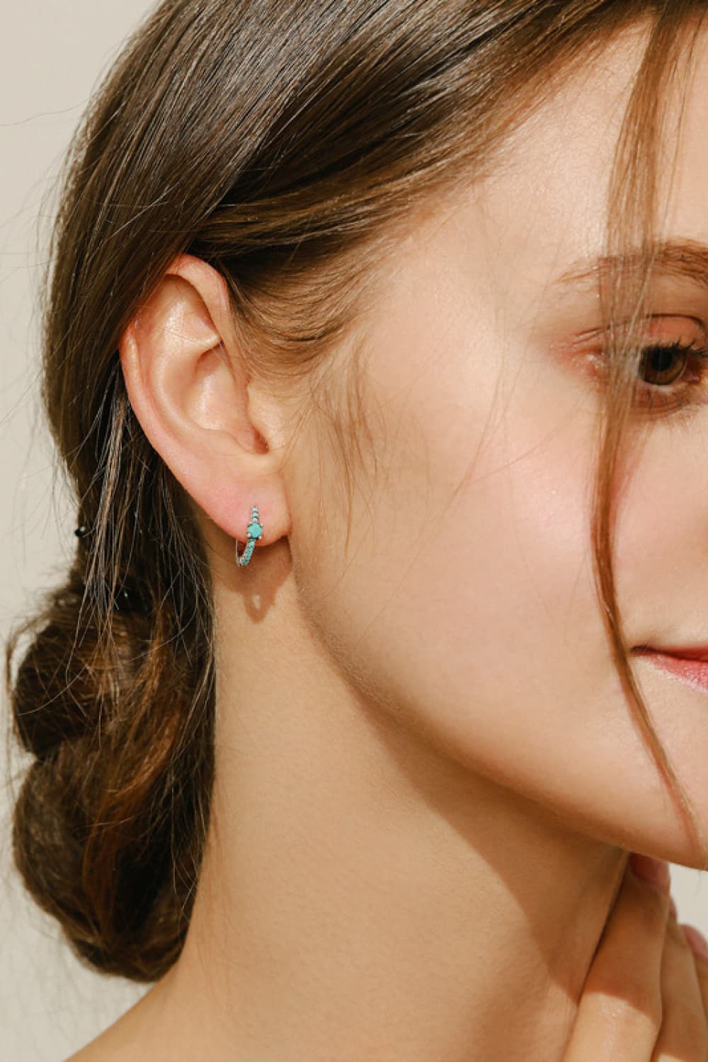 Sterling Silver Artificial Turquoise Huggle Earrings