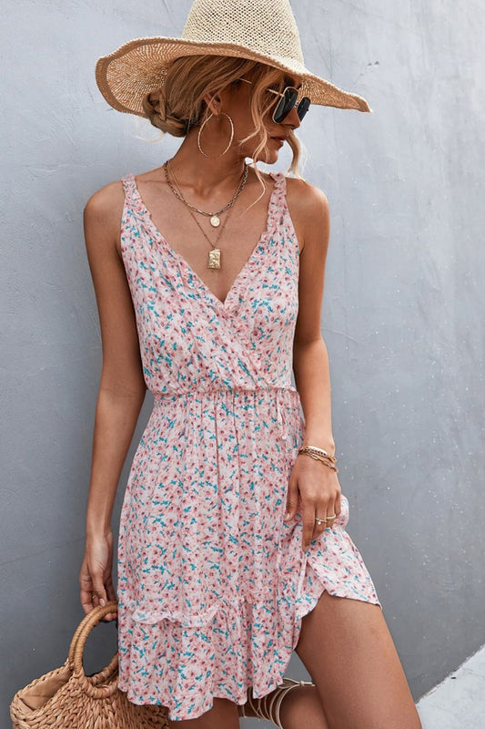 Floral Frill Trim Sleeveless Mini Dress